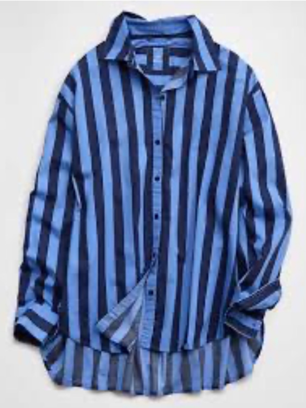 NWT Aerie Anytime Fave oversized Button Down Striped Top Size Large - Picture 3 of 11